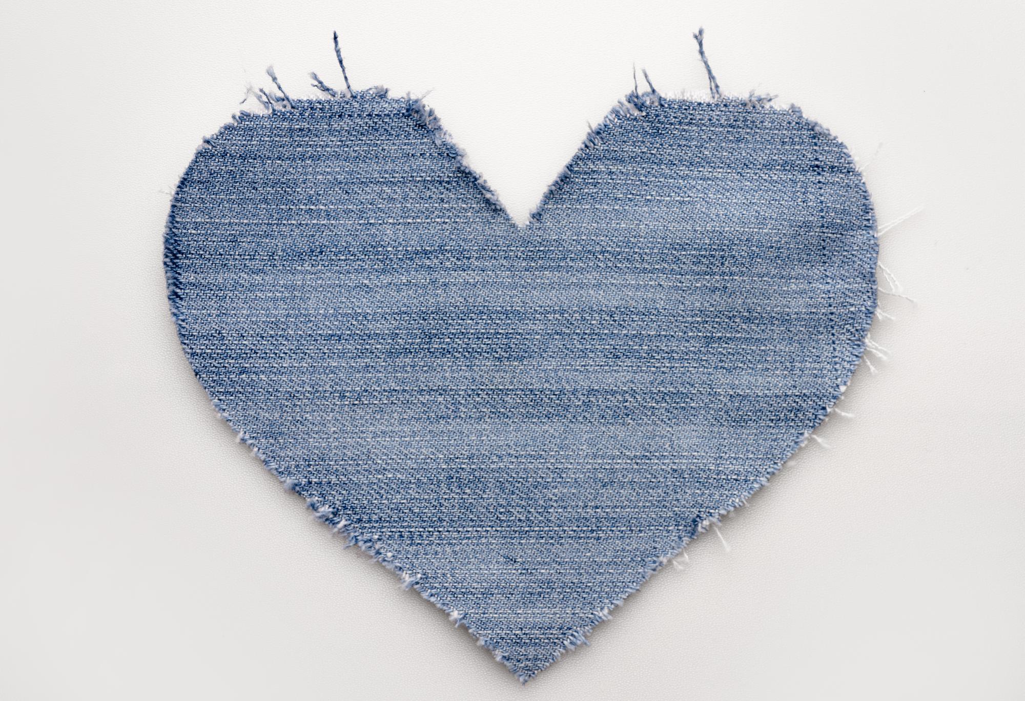 embroidered portrait patch on denim